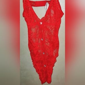 Victoria's secret red teddy, medium, with heart crystals. ❤️